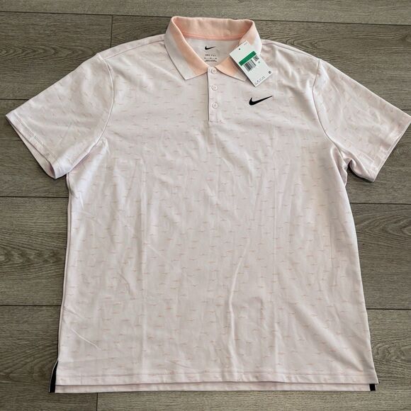 Nike Dri Fit Golf Polo Shirt Mens XL Pink All Over Print Pattern Preppy Casual - Picture 4 of 7